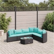 vidaXL 7 Piece Steel Patio Sofa Set in Black/Blue