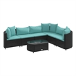 vidaXL 7 Piece Steel Patio Sofa Set in Black/Blue