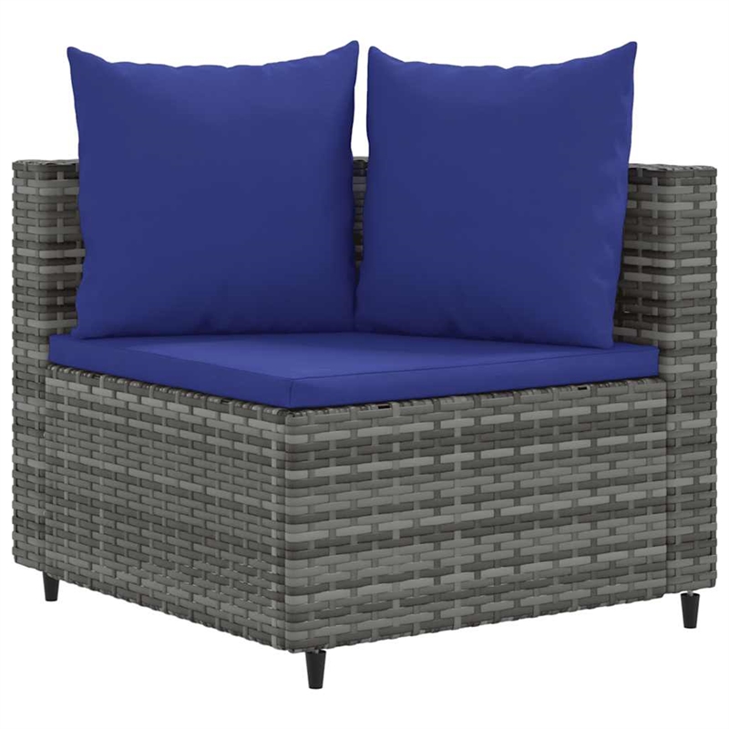 vidaXL 7 Piece Steel Large Patio Sofa Set in Gray/Blue