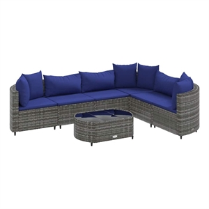 vidaXL 7 Piece Steel Large Patio Sofa Set in Gray/Blue