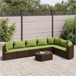 vidaXL 8 Piece Steel Small Patio Sofa Set in Green/Brown