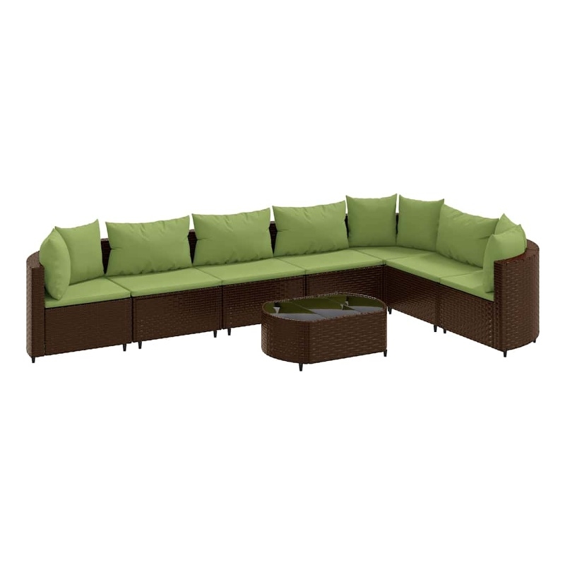 vidaXL 8 Piece Steel Small Patio Sofa Set in Green/Brown