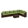 vidaXL 8 Piece Steel Small Patio Sofa Set in Green/Brown