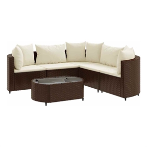 vidaXL 6 Piece Patio Sofa Set in Brown/Cream