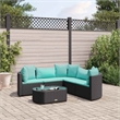 vidaXL 6 Piece Steel Patio Sofa Set in Black/Blue