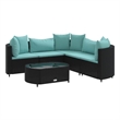 vidaXL 6 Piece Steel Patio Sofa Set in Black/Blue