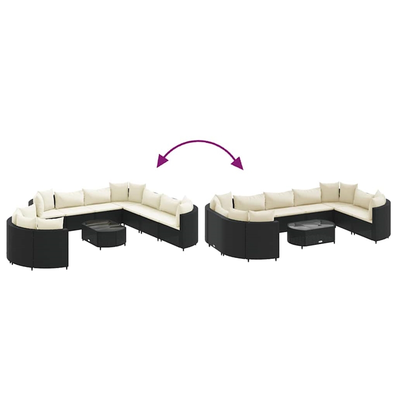 vidaXL 10 Piece Poly Rattan Patio Sofa Set in Black