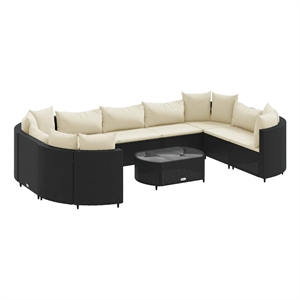 vidaXL 10 Piece Poly Rattan Patio Sofa Set in Black