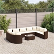 vidaXL 10 Piece Poly Rattan Small Patio Sofa Set in White/Brown/Cream