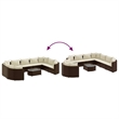 vidaXL 10 Piece Poly Rattan Small Patio Sofa Set in White/Brown/Cream