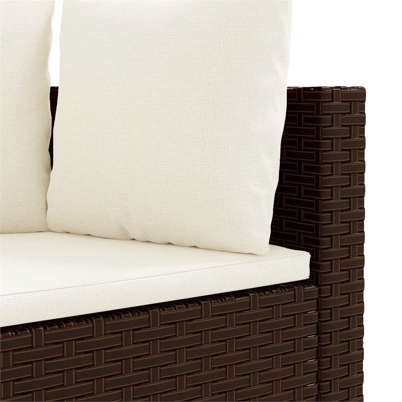 vidaXL 10 Piece Poly Rattan Small Patio Sofa Set in White/Brown/Cream