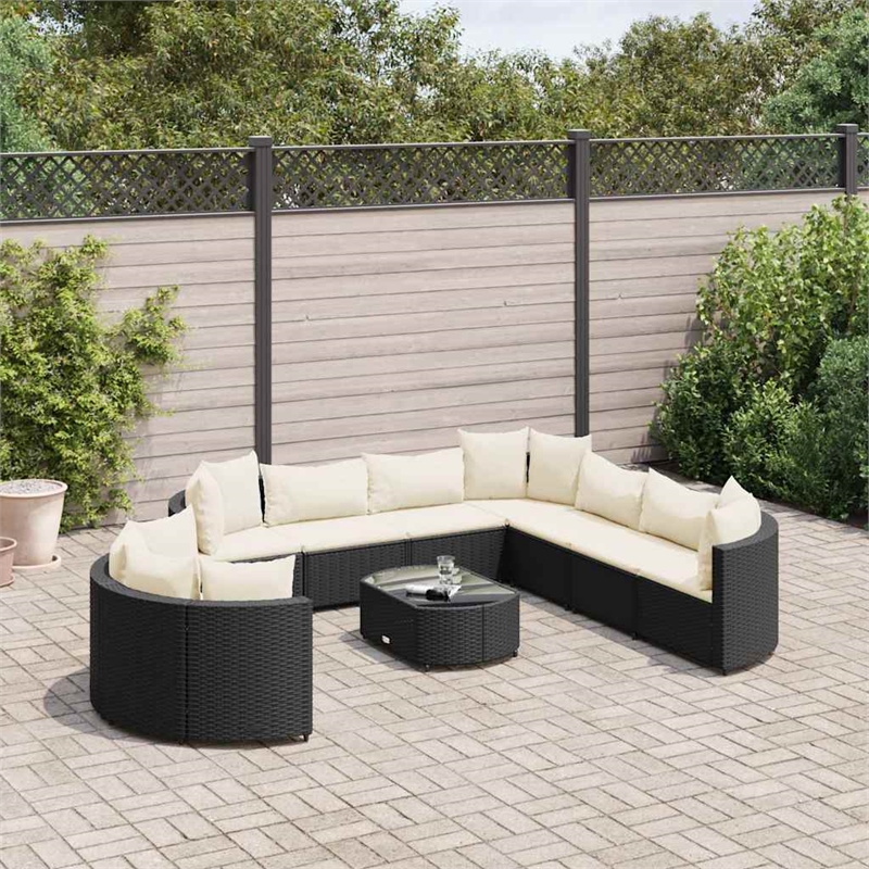 vidaXL 10 Piece Small Patio Sofa Set in Black