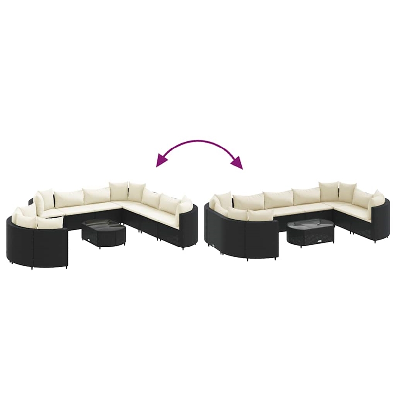 vidaXL 10 Piece Small Patio Sofa Set in Black