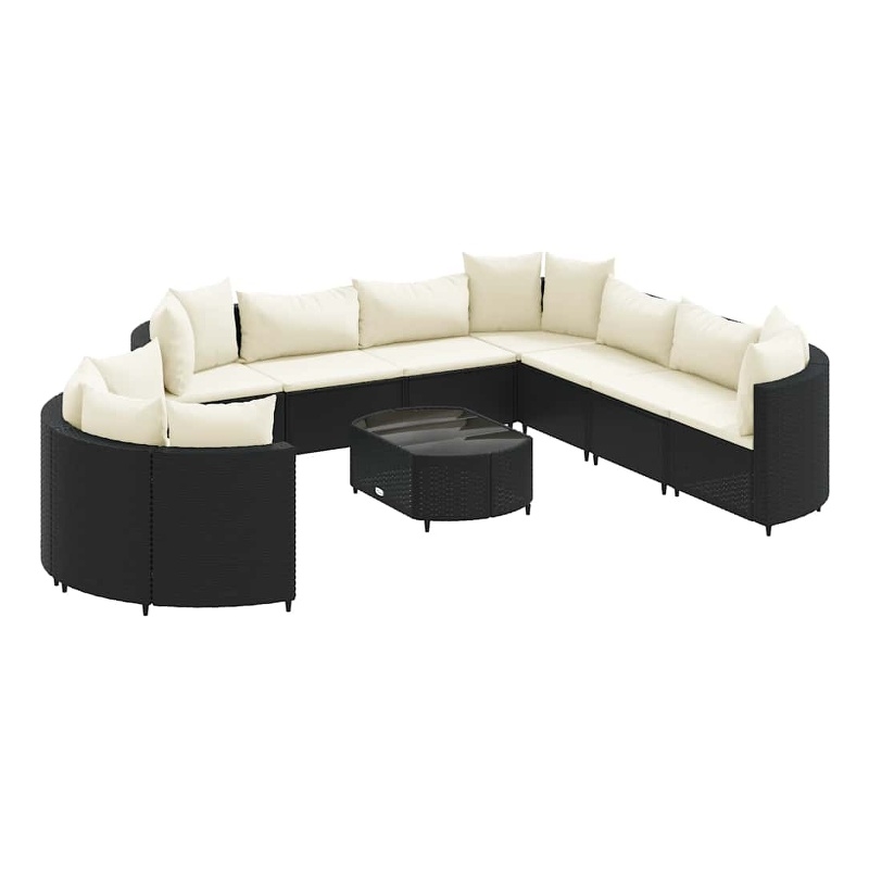 vidaXL 10 Piece Small Patio Sofa Set in Black
