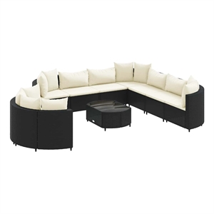 vidaXL 10 Piece Small Patio Sofa Set in Black