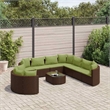vidaXL 10 Piece Steel Patio Sofa Set in Green/Brown