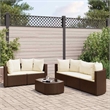 vidaXL 6 Piece Poly Rattan Small Patio Sofa Set in Brown