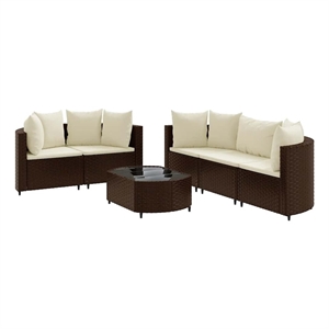 vidaXL 6 Piece Poly Rattan Small Patio Sofa Set in Brown