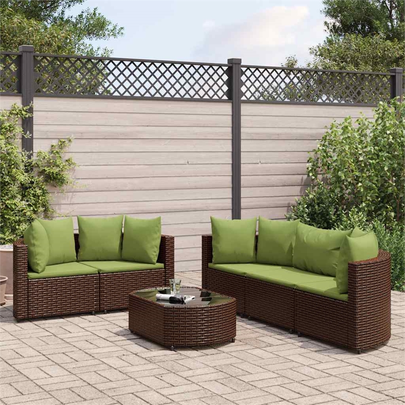 vidaXL 6 Piece Steel Medium Patio Sofa Set in Brown