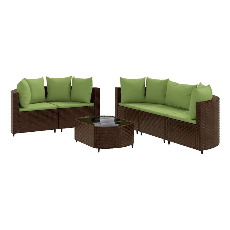 vidaXL 6 Piece Steel Medium Patio Sofa Set in Brown