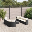 vidaXL Poly Rattan Patio Sofa Set in Black/White/Cream