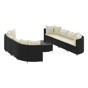 vidaXL Poly Rattan Patio Sofa Set in Black/White/Cream