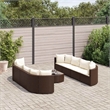 vidaXL Poly Rattan Patio Sofa Set in White/Brown/Cream