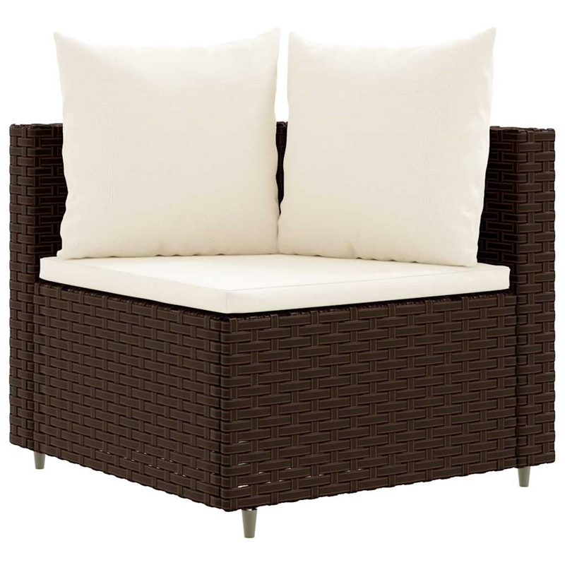 vidaXL Poly Rattan Patio Sofa Set in White/Brown/Cream