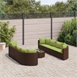 vidaXL 9 Piece Poly Rattan Patio Sofa Set in Green/Brown