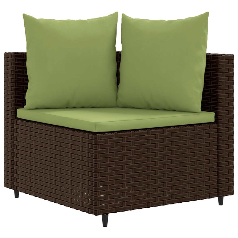 vidaXL 9 Piece Poly Rattan Patio Sofa Set in Green/Brown