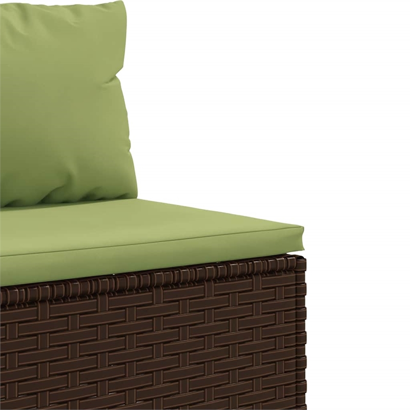 vidaXL 9 Piece Poly Rattan Patio Sofa Set in Green/Brown