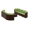 vidaXL 9 Piece Poly Rattan Patio Sofa Set in Green/Brown