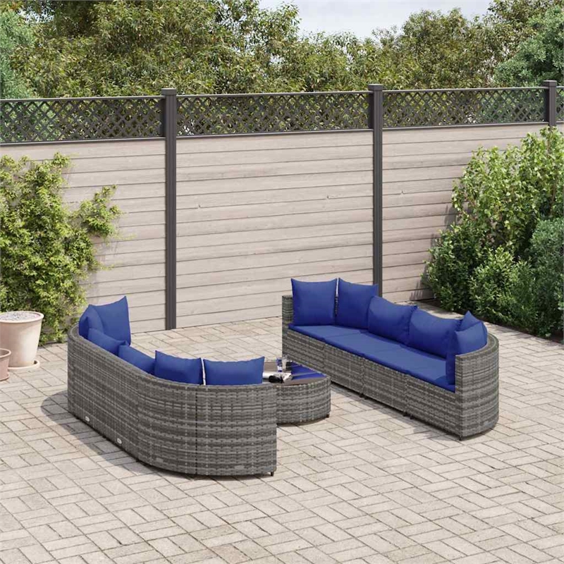 vidaXL 9 Piece Steel Patio Sofa Set in Gray