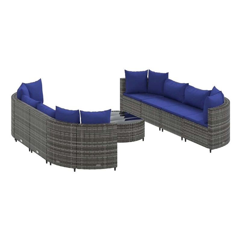 vidaXL 9 Piece Steel Patio Sofa Set in Gray