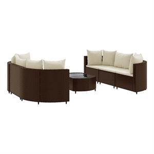 vidaXL 7 Piece Steel Patio Sofa Set in White/Brown/Cream