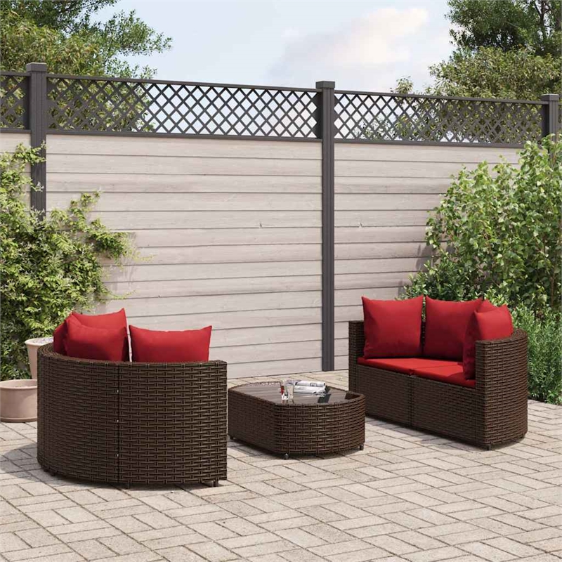 vidaXL 5 Piece Patio Sofa Set in Brown