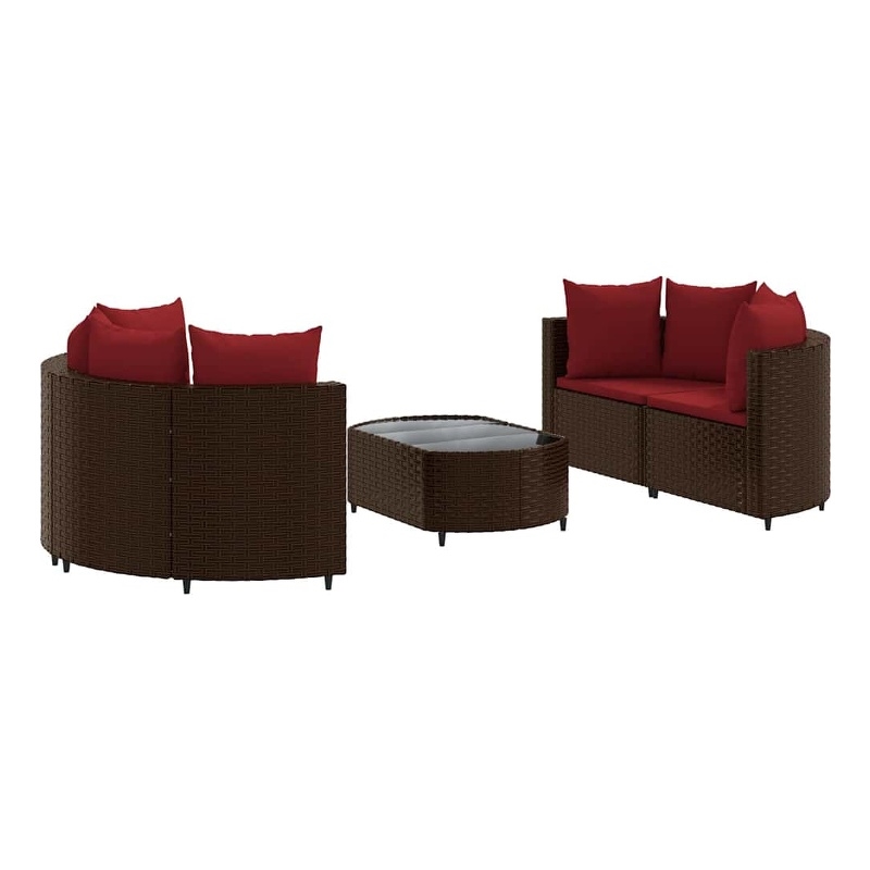 vidaXL 5 Piece Patio Sofa Set in Brown