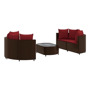 vidaXL 5 Piece Patio Sofa Set in Brown
