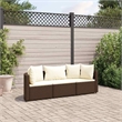 vidaXL 3 Piece Poly Rattan Patio Sofa Set in Brown/Cream
