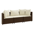 vidaXL 3 Piece Poly Rattan Patio Sofa Set in Brown/Cream