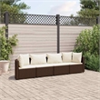 vidaXL 4 Piece Poly Rattan Patio Sofa Set in Brown