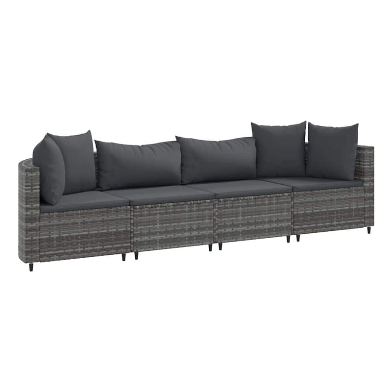 vidaXL 4 Piece Poly Rattan Patio Sofa Set in Gray/Anthracite