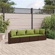 vidaXL 4 Piece Poly Rattan Patio Sofa Set in Green/Brown