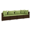 vidaXL 4 Piece Poly Rattan Patio Sofa Set in Green/Brown