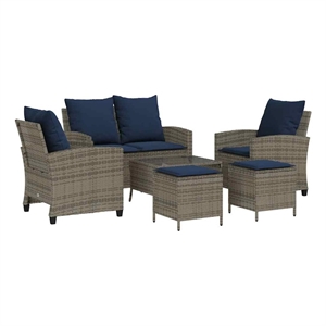 vidaXL 6 Piece Poly Rattan Sofa Set in Gray