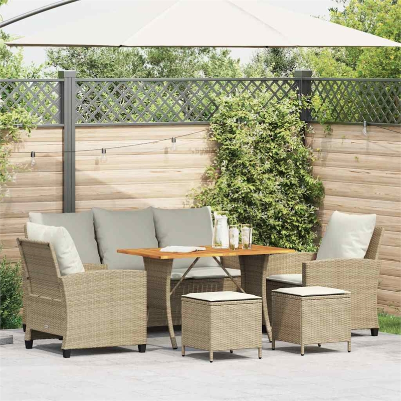 vidaXL 6 Piece Wood Sofa Set in Beige