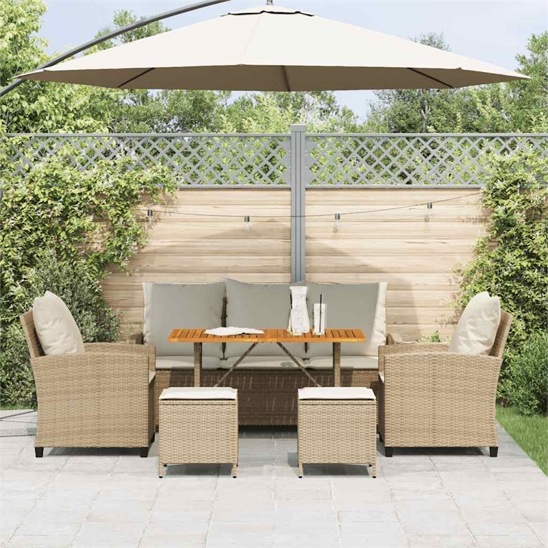vidaXL 6 Piece Wood Sofa Set in Beige