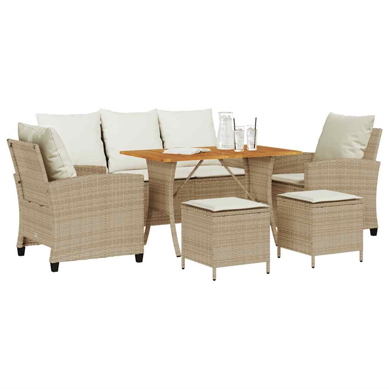 vidaXL 6 Piece Wood Sofa Set in Beige