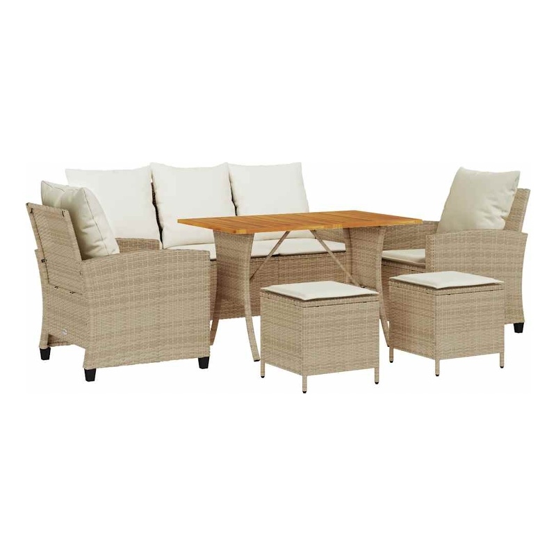 vidaXL 6 Piece Wood Sofa Set in Beige