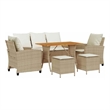 vidaXL 6 Piece Wood Sofa Set in Beige
